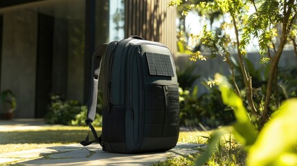 Obraz premium Solar Backpack with Sustainable Travel Gear for Modern Adventurers