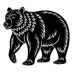 brown bear silhouette  illustration silhouette on White Background 