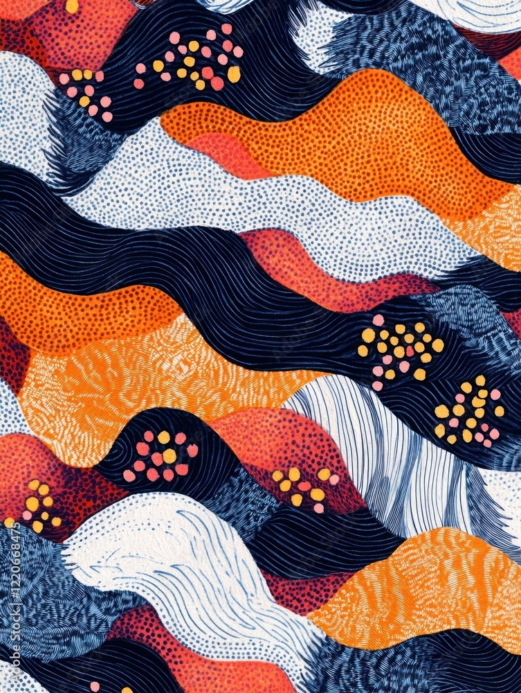 Poster abstract fluid organic waves pattern with dynamic textures and vibrant hues