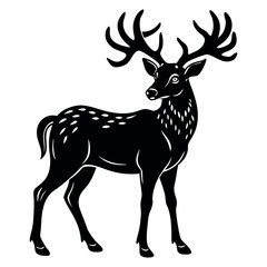 Obraz premium deer silhouette vector illustration silhouette on White Background 