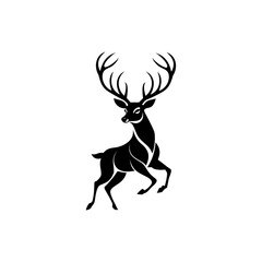 minimalist black and white deer logo, perfect for nature, wildlife, and luxury brands. This versatile design can be used as a logo, icon, or graphic element.