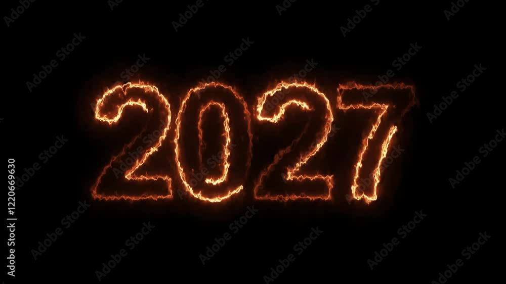 Poster 2027 number neon text background animation. glowing neon sign blue colors digit number background.20
