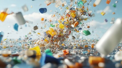microplastic generation, showing how plastic waste from food containers and household items contributes to environmental microplastic pollution.