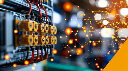 Intricate Network Server Hardware With Glowing Orange Connections