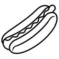 Hot Dog Illustration in Clean Line Art Style