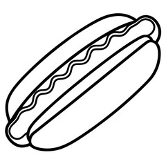 Hot Dog Illustration in Clean Line Art Style