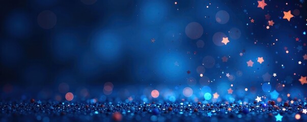 Midnight blue backdrop with glittering stars and confetti , background, twinkling