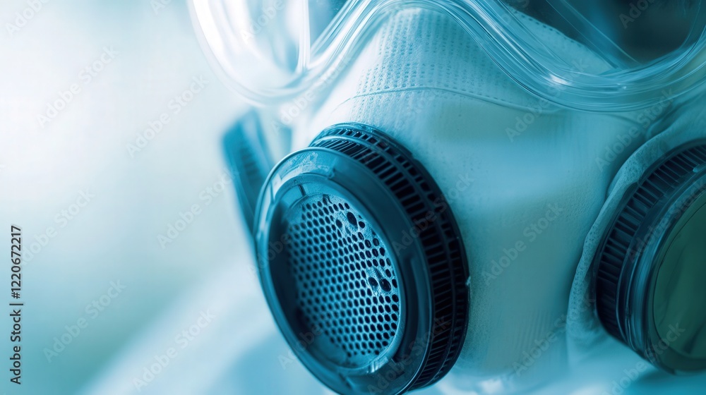 Poster dust mask designed specifically for protection against pm 2.5 particles, showing its filtration syst