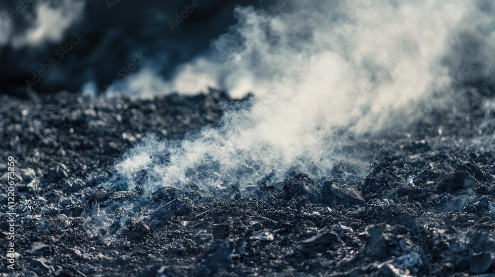 Poster open burning of waste generating fine pm 2.5 dust particles in the atmosphere.
