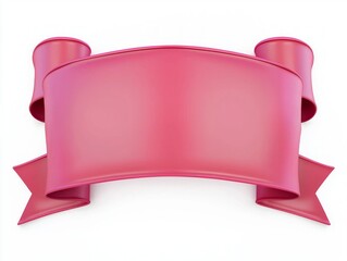 Vibrant Crimson Ribbon Banner with Layered Edges - Ultra-Detailed Cinematic Shot on White Background