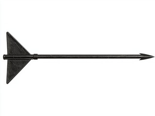 Fototapeta premium Bold Black Minimalistic Arrow Silhouette on Isolated White Background - Cinematic Ultra-Detailed Image of Triangular Tip and Straight Fletching, Full Shot
