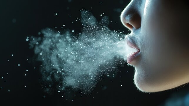 person coughing due to exposure to fine dust particles in the air, demonstrating how pollution affects lung function and causes respiratory issues