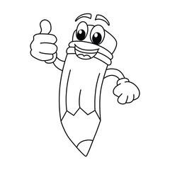 Funny pencil cartoon characters vector illustration.