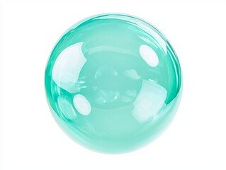 Enchanting Aqua Bubble Abstract Art - 3D Spherical Shape with Soft Reflections on Isolated White Background