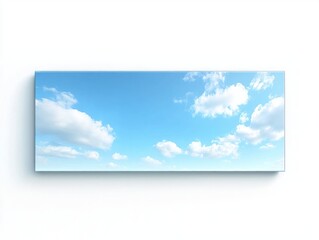 Vibrant Sky Blue Rectangular Banner with Angled Corners and Subtle Drop Shadows for Depth on Isolated White Background - Ultra-Detailed Cinematic Image