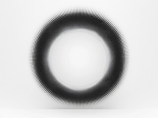 Radiant Radial Dotted Circle in Crisp Black on Isolated White Background, Cinematic Ultra-Detailed Image