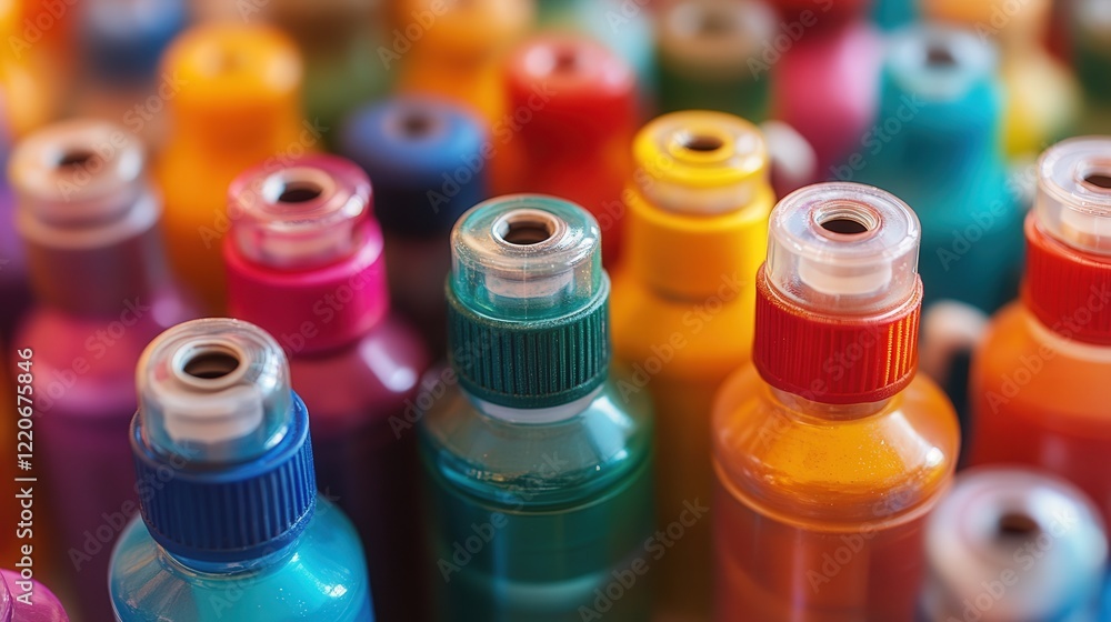 Poster colorful display of inhalers designed to manage lung diseases and improve respiratory function.