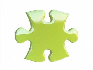 Vibrant Green Puzzle Piece Interlocking Design - Cinematic Ultra-Detailed Image on White Background