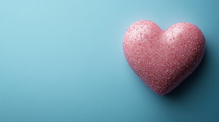 Obraz premium Valentine's day celebration with pink heart on blue background for romantic design