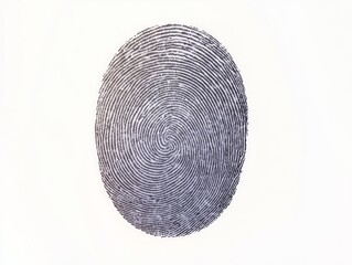 Intricate Fingerprint Spiral in Charcoal Gray on Isolated White Background - Ultra-Detailed Cinematic Image