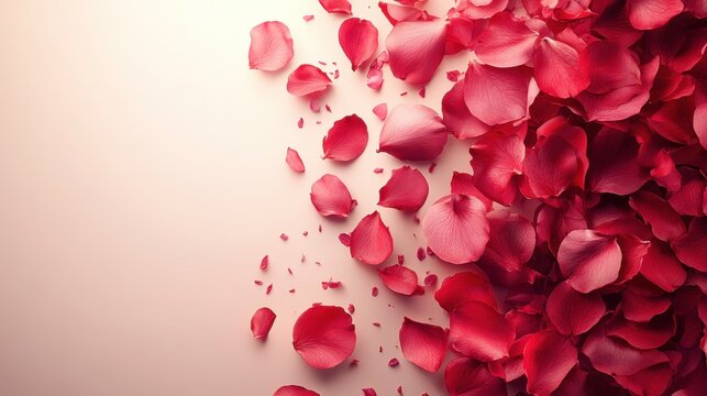 Romantic valentine background with red petals for elegant card design