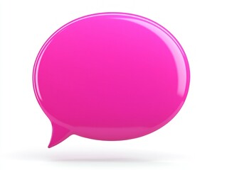 Vibrant Pink Speech Bubble Icon with Pointed Tail in Cinematic Style on Isolated White Background