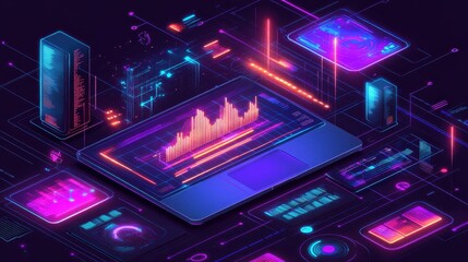 Obraz premium Futuristic Data Visualization and Analysis Concept