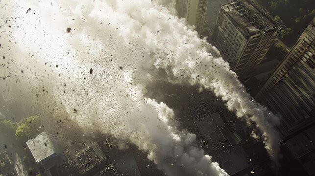 factories releasing PM 2.5 dust particles into the air, contributing to air pollution.