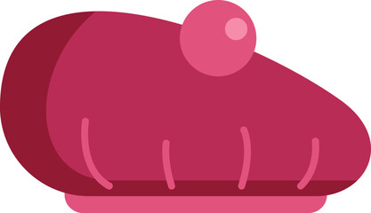 This vector illustration features a pink french beret hat with a pom pom, evoking classic parisian style and timeless elegance