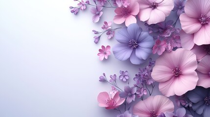 Creative floral layout featuring pink and violet flowers for elegant designs