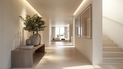Obraz premium Serene Minimalist Hallway Interior Design