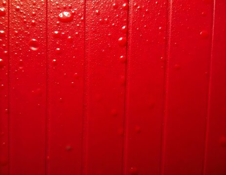 Wet deep crimson red painting dripping on a wooden tiles fench wall closeup