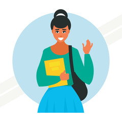 A female student with a book representing education and learning