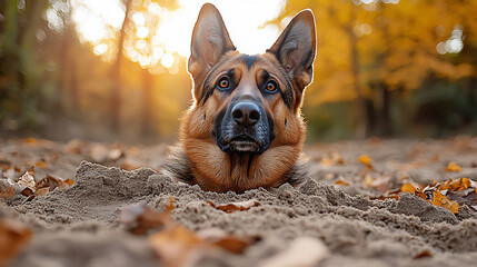  german shepherd digging sand