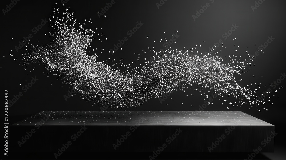 Poster dynamic interaction of solid particles bouncing and colliding on a smooth plane.