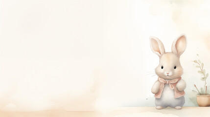 Gentle white bunny with serene expression against soft pastel background