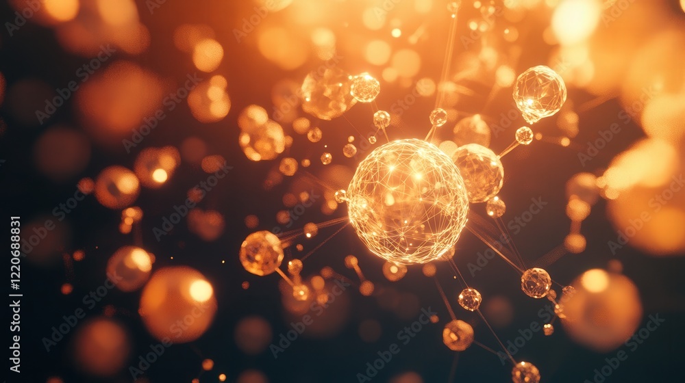 Poster field of subatomic particles orbiting in a chaotic yet harmonious dance of motion and energy