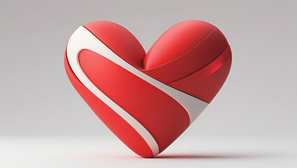 Title: A Bold Stylized Bright Red Heart Symbol

