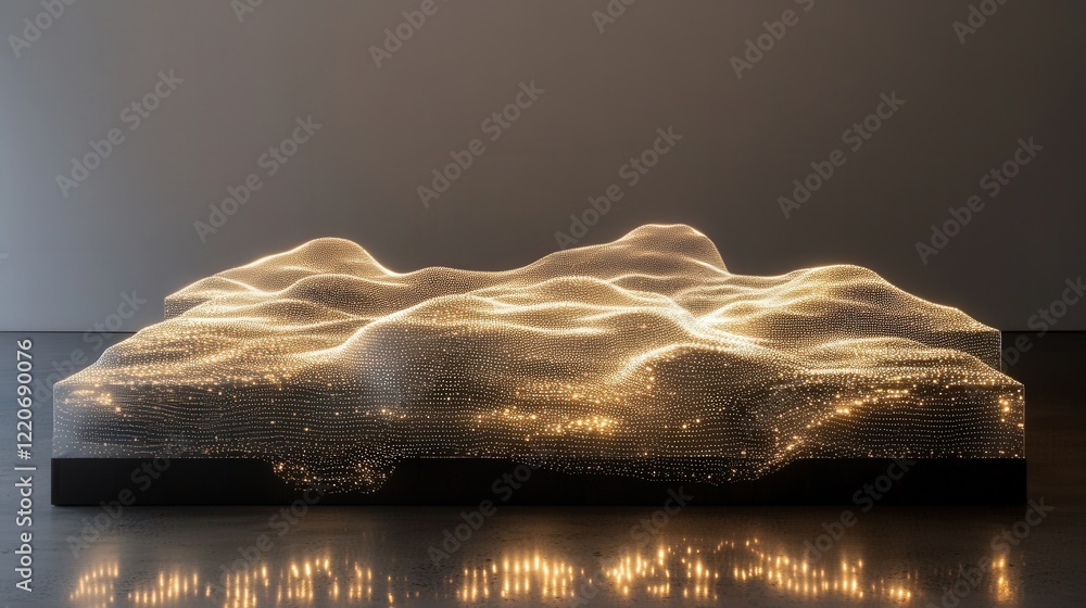 Poster glowing bed of solid particles arranged in precise rows, emanating a sense of order and harmony