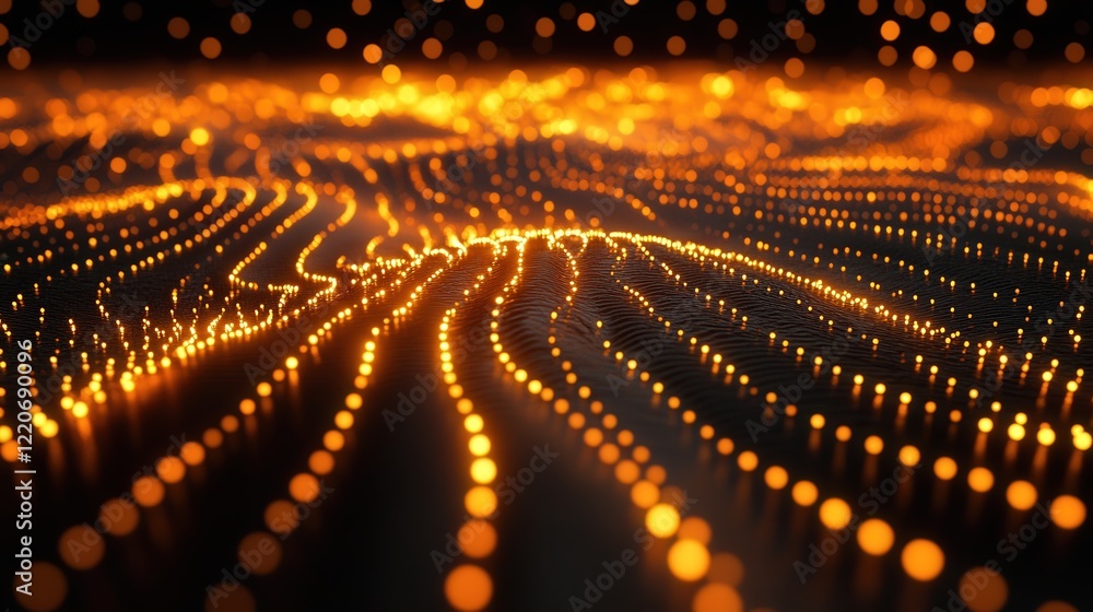 Aufkleber glowing bed of solid particles arranged in precise rows, emanating a sense of order and harmony