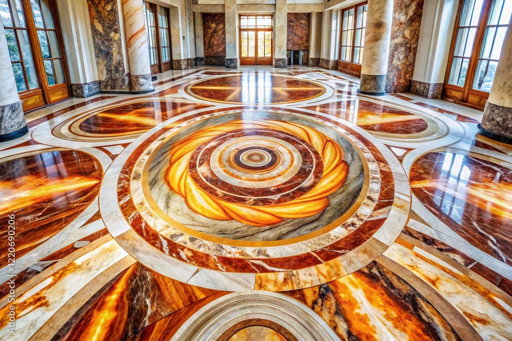 Poster drone view: abstract marble floor texture - closeup swirling patterns