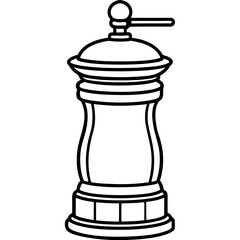 Minimalist Pepper Grinder Line Art Illustration