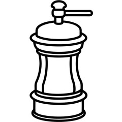 Minimalist Pepper Grinder Line Art Illustration
