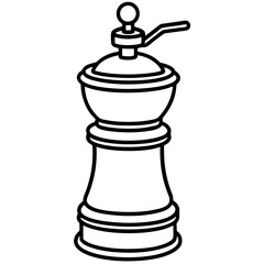 Minimalist Pepper Grinder Line Art Illustration