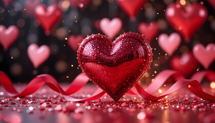 Ribbon heart-shaped Valentine's Day background. Decoration background image for valentines