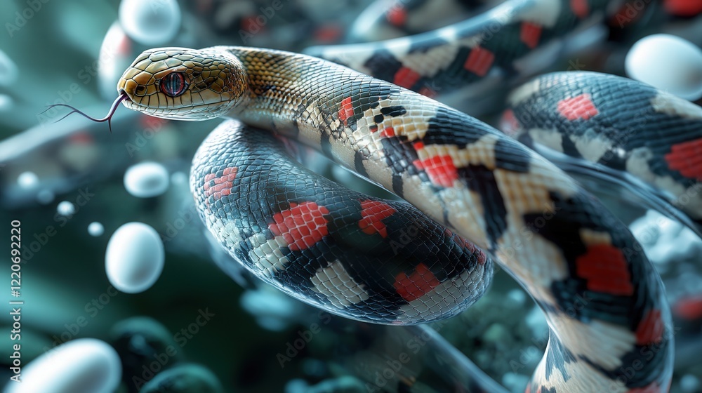 Poster snake venom collection and analysis, emphasizing how its components are used to create medications t