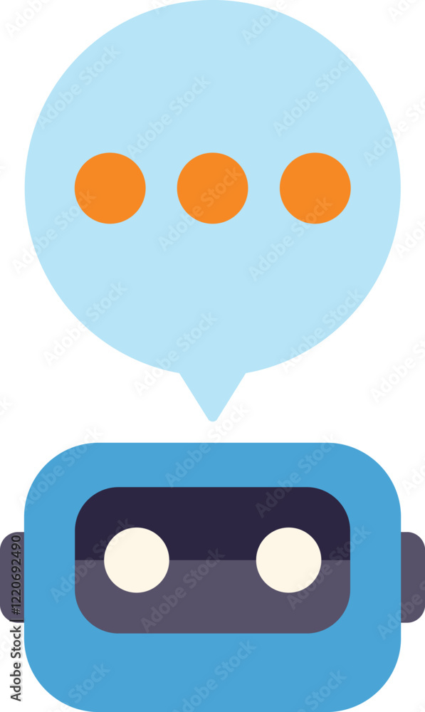 Poster chatbot speaking, with three dots inside a speech bubble, symbolizing an ongoing message being writt