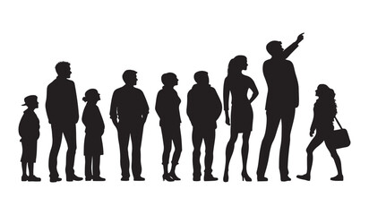 Silhouettes of business people. Business concept. Black monochrome Vector illustrations isolated on white background