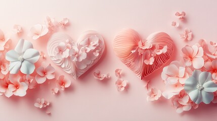 Obraz premium Romantic valentine's day gift with heart and floral paper art design
