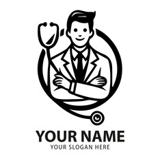 Doctor logo vector illustration. black and white logo.